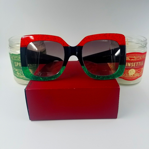 GUCCI GG0083S BLACK/RED/GREEN GREY GRADIENT